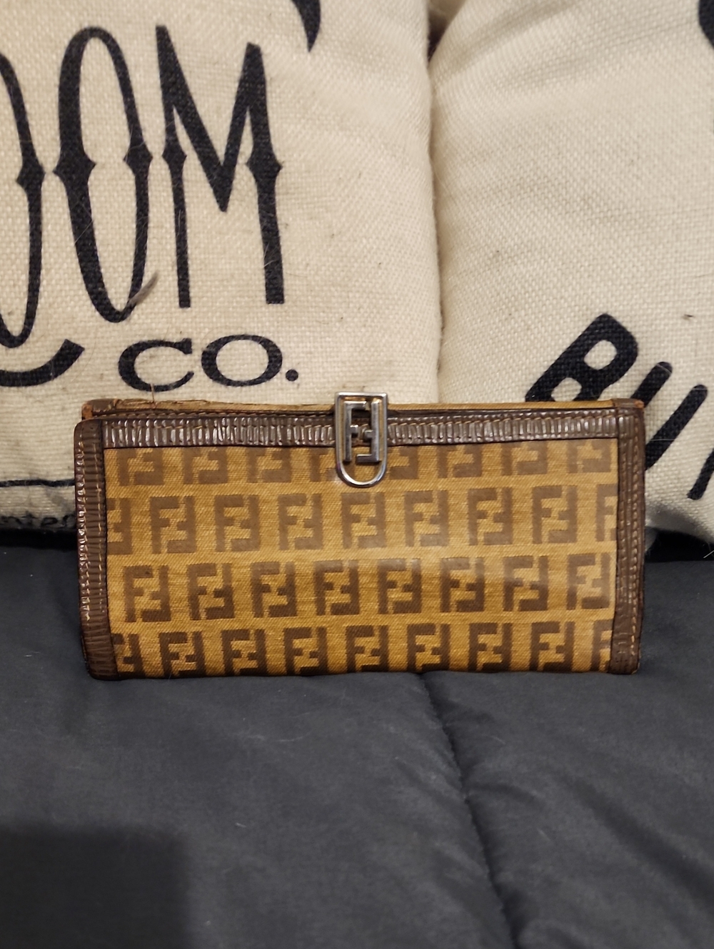 Authentic Fendi Tan & Brown FF Monogram Continental Wallet - Clean!